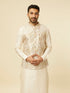 Manyavar Cream Floral Printed Jacket Set
