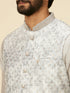 Manyavar Light Grey Bel Buti Patterned Jacket Set
