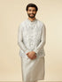 Manyavar Light Grey Bel Buti Patterned Jacket Set