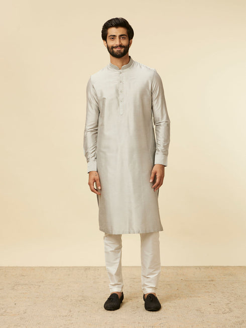 Manyavar Light Grey Bel Buti Patterned Jacket Set