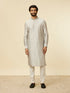 Manyavar Light Grey Bel Buti Patterned Jacket Set