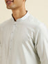 Manyavar Light Blue Kurta Jacket Set with Foil Print and Zari Embroidery