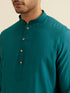 Manyavar Teal Green Self Print Kurta Jacket Set