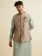 Manyavar Light Mid Green Harlequin Printed Jacket Set