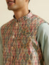 Manyavar Light Mid Green Harlequin Printed Jacket Set