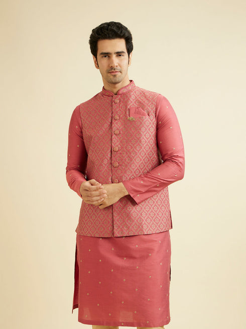 Manyavar Dusty Pink Floral Buta Patterned Jacket Set
