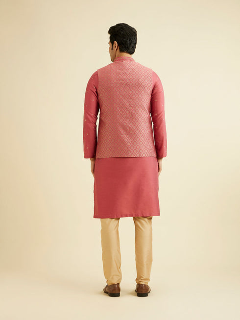 Manyavar Dusty Pink Floral Buta Patterned Jacket Set