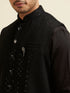 Manyavar Black Mirror Embellished Jacket Set