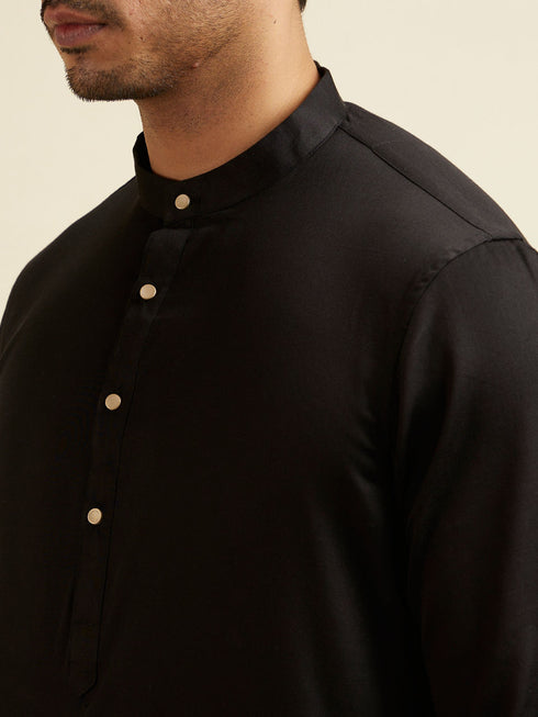 Manyavar Black Mirror Embellished Jacket Set