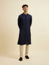 Manyavar Dark Blue Kurta Jacket Set with Embroidery and Sequin Work