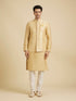 Manyavar Canary Yellow Jaal Patterned Jacket Set