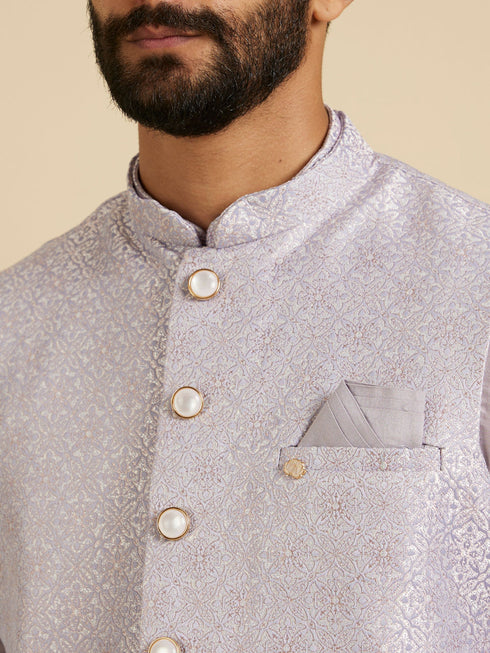 Manyavar Classic Lilac Jaal Patterned Jacket Set