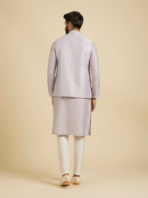 Manyavar Classic Lilac Jaal Patterned Jacket Set
