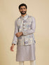 Manyavar Soft Lilac Medallion Printed Jacket Set