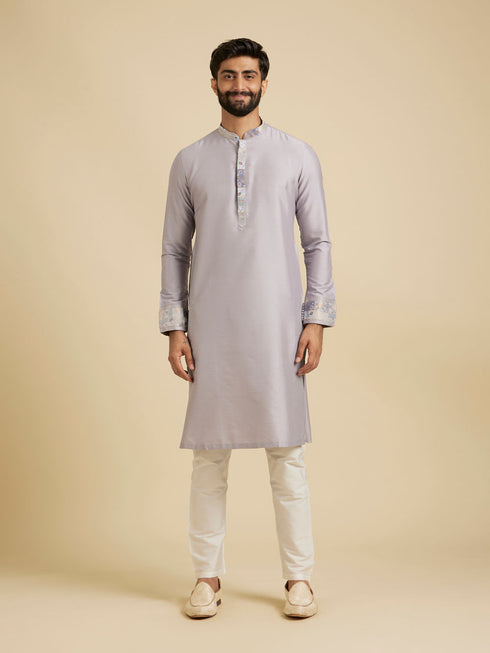 Manyavar Soft Lilac Medallion Printed Jacket Set