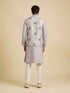 Manyavar Soft Lilac Medallion Printed Jacket Set