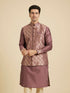 Manyavar Dark Purple Jaal Patterned Jacket Set