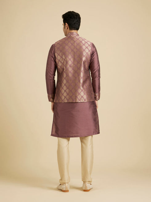 Manyavar Dark Purple Jaal Patterned Jacket Set