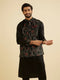 Manyavar Midnight Black Paisley Patterned Jacket Set with Rhinestones