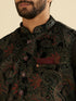 Manyavar Midnight Black Paisley Patterned Jacket Set with Rhinestones