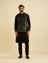 Manyavar Midnight Black Paisley Patterned Jacket Set with Rhinestones