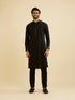 Manyavar Midnight Black Paisley Patterned Jacket Set with Rhinestones