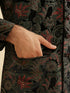Manyavar Midnight Black Paisley Patterned Jacket Set with Rhinestones