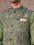 Manyavar Vibrant Emerald Kurta Jacket Set