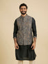 Manyavar Bottle Green Floral And Paisley Patterned Jacket Set