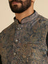 Manyavar Bottle Green Floral And Paisley Patterned Jacket Set