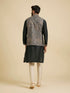 Manyavar Bottle Green Floral And Paisley Patterned Jacket Set