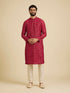 Manyavar Poppy Red Triangular Patterned Jacket Set with Sequin Work