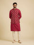 Manyavar Poppy Red Triangular Patterned Jacket Set with Sequin Work