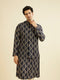 Manyavar Navy Blue Triangular Patterned Jacket Set with Sequin Work