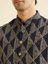 Manyavar Navy Blue Triangular Patterned Jacket Set with Sequin Work