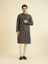 Manyavar Navy Blue Triangular Patterned Jacket Set with Sequin Work