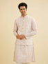 Manyavar Soft Peach Jaal Medallion Patterned Jacket Set