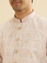 Manyavar Soft Peach Jaal Medallion Patterned Jacket Set