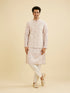Manyavar Soft Peach Jaal Medallion Patterned Jacket Set