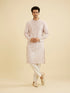 Manyavar Soft Peach Jaal Medallion Patterned Jacket Set