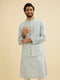 Manyavar Aqua Green Jaal Medallion Patterned Jacket Set