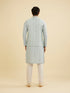 Manyavar Aqua Green Jaal Medallion Patterned Jacket Set