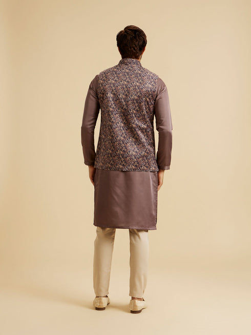 Manyavar Lustrous Lilac Velvet Kurta Jacket Set