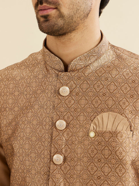 Manyavar Regal Fawn Kurta Jacket Set
