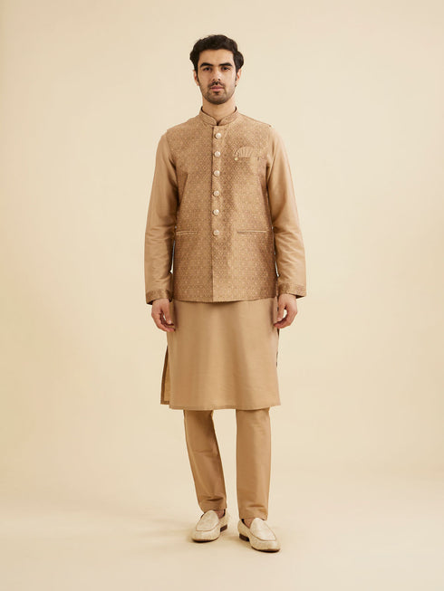 Manyavar Regal Fawn Kurta Jacket Set