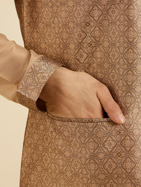 Manyavar Regal Fawn Kurta Jacket Set