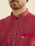 Manyavar Radiant Pink Brocade Kurta Jacket Set