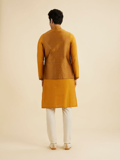 Manyavar Royal Mustard Kurta Jacket Set