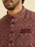 Manyavar Wine Satin Elegance Kurta Jacket Set