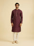 Manyavar Wine Satin Elegance Kurta Jacket Set